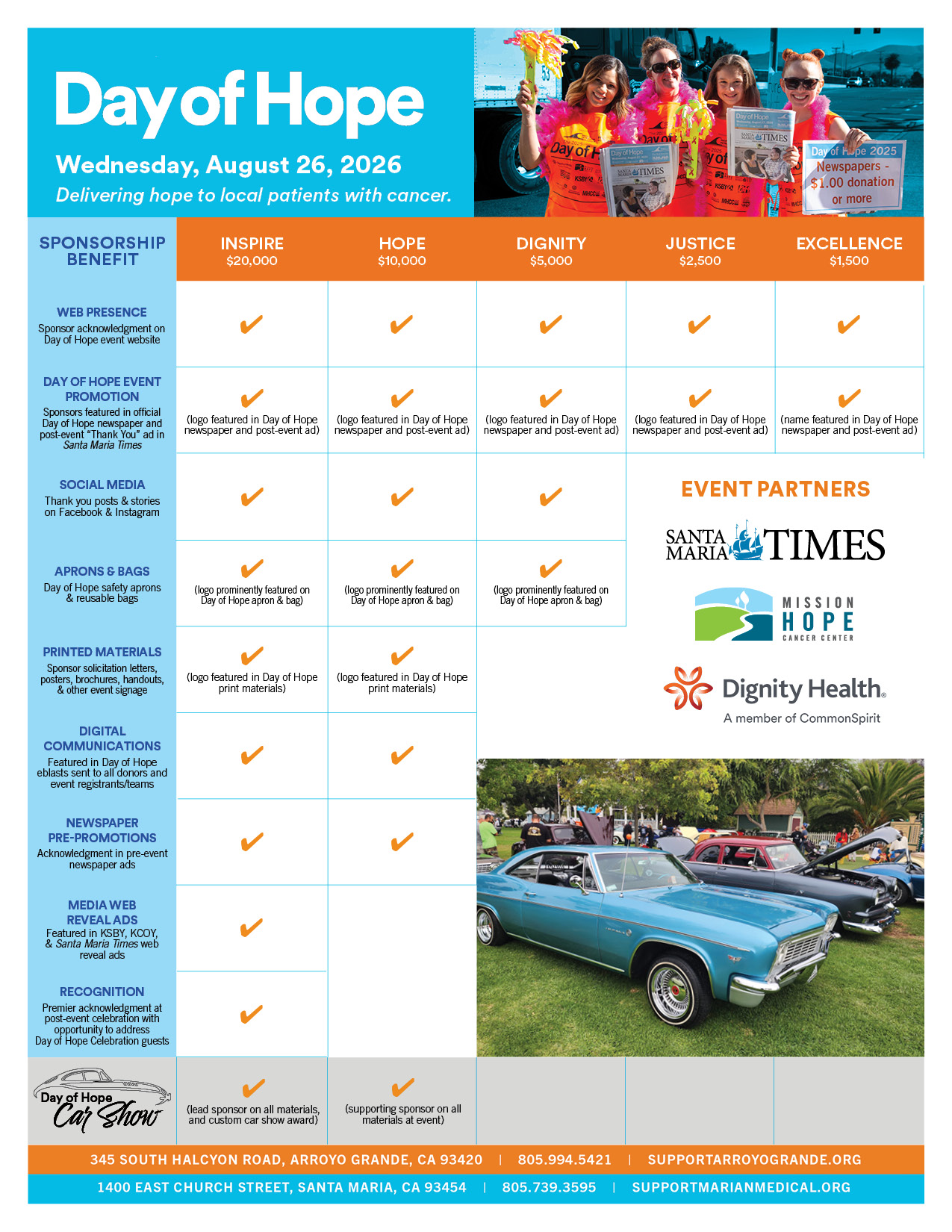 Day of Hope 2026 sponsorship levels