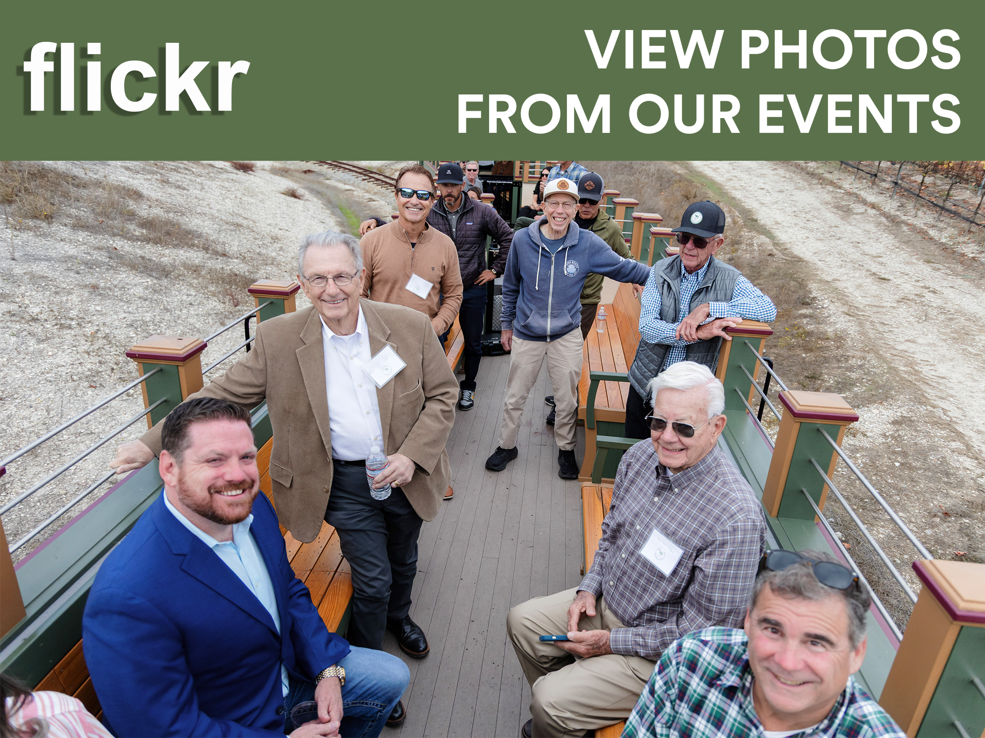 Carrol Pruett fraternity members on train with link to photos