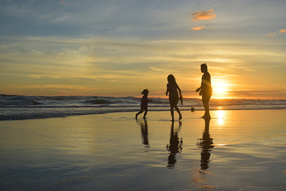 family on beach